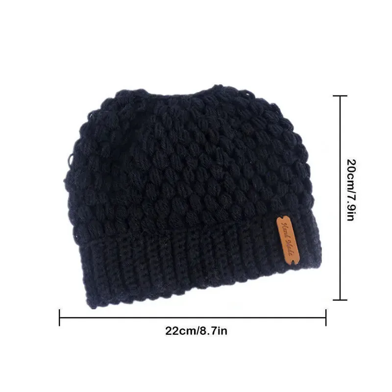 Women's Knitted Winter Ponytail Hats