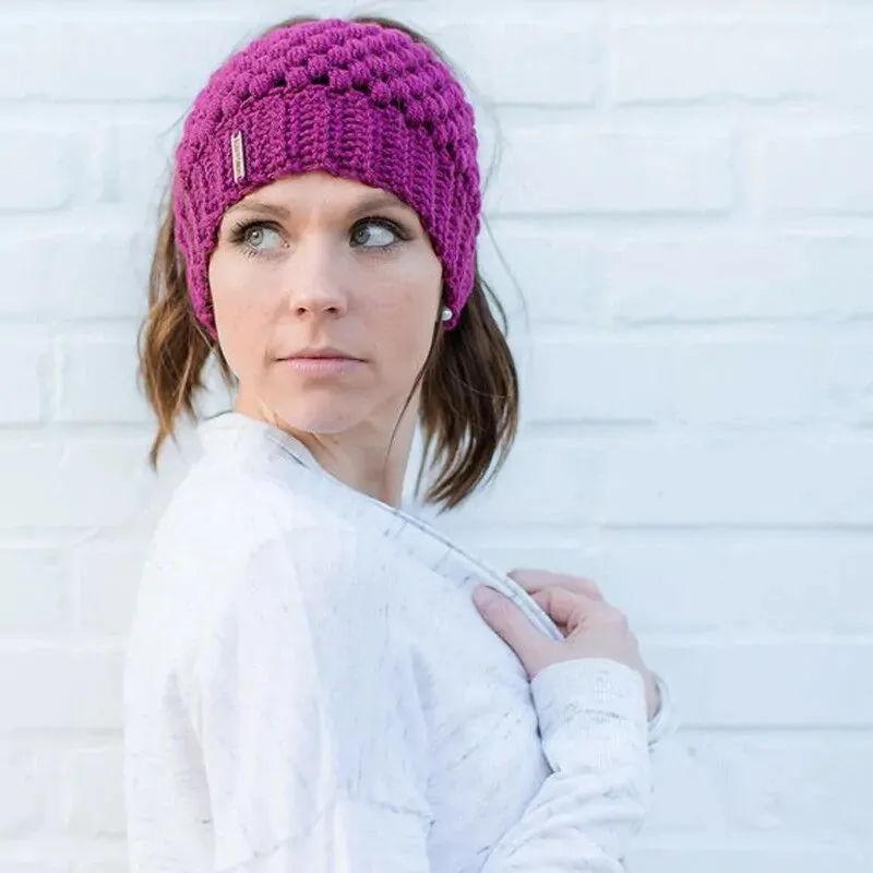 Women's Knitted Winter Ponytail Hats