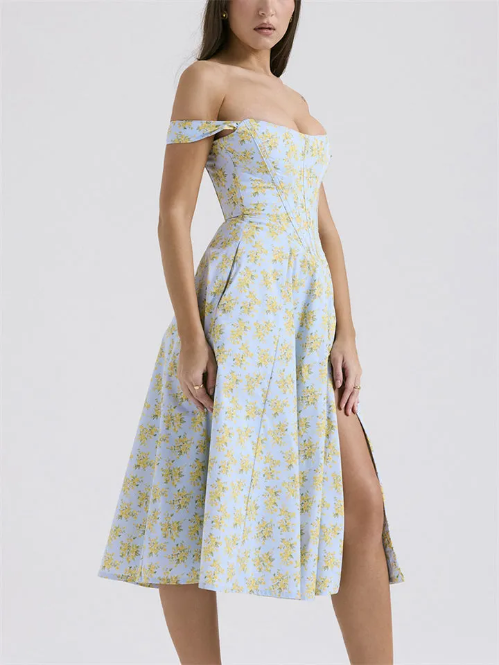 Women's Summer Sexy Backless Side Slit Bustier Dress