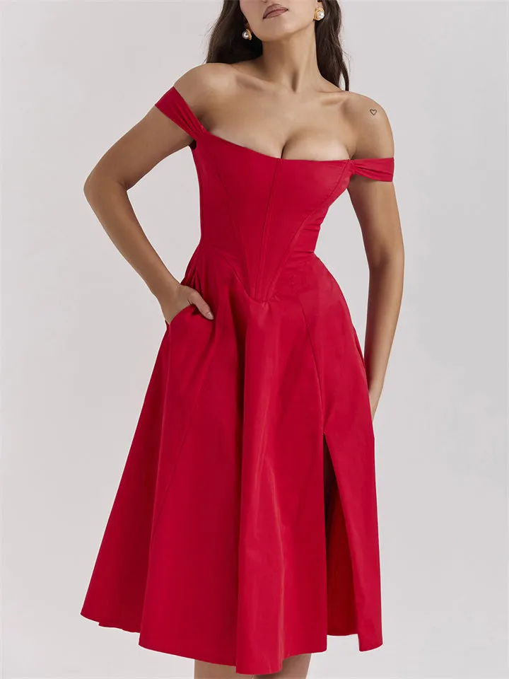 Women's Summer Sexy Backless Side Slit Bustier Dress
