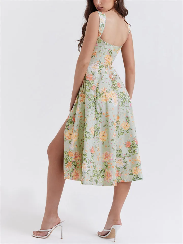 Women's Summer Sexy Backless Side Slit Bustier Dress