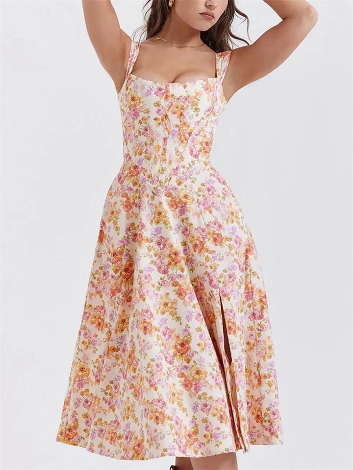 Women's Summer Sexy Backless Side Slit Bustier Dress