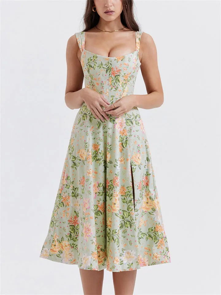 Women's Summer Sexy Backless Side Slit Bustier Dress