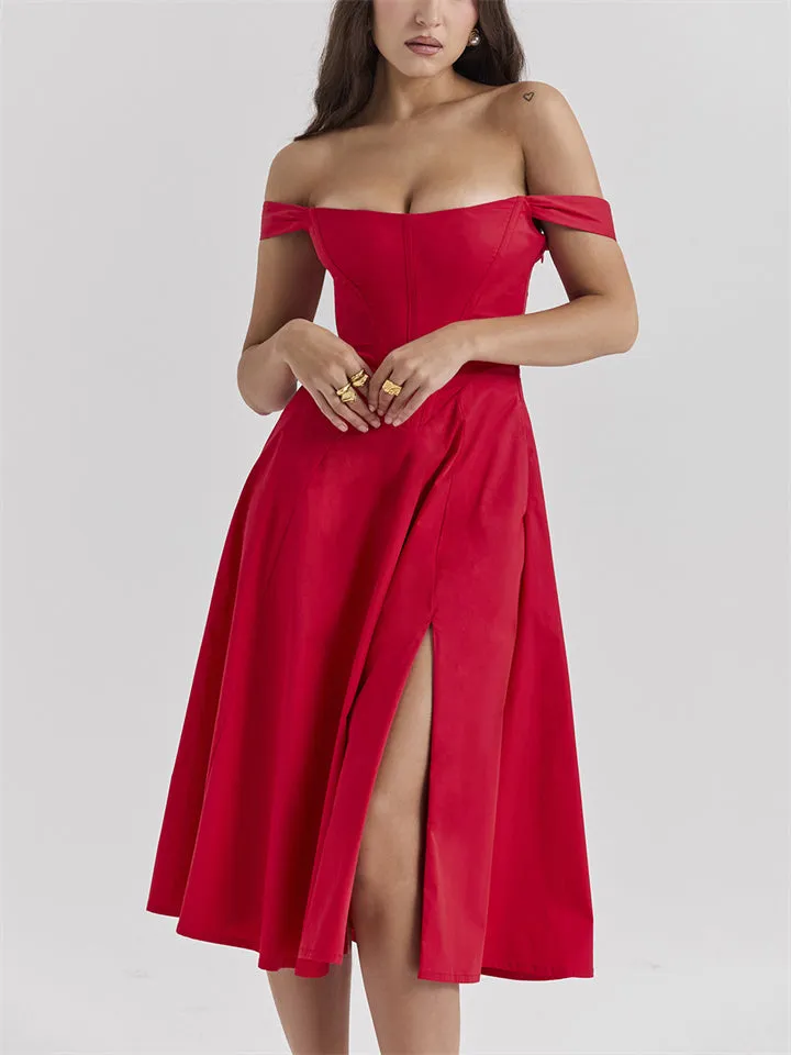 Women's Summer Sexy Backless Side Slit Bustier Dress