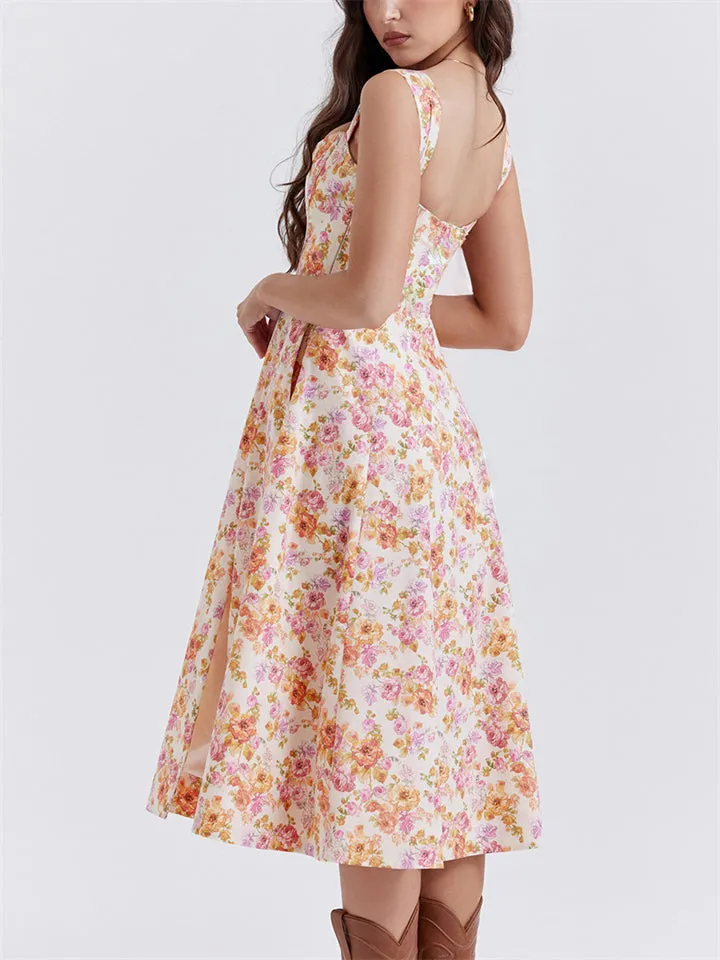 Women's Summer Sexy Backless Side Slit Bustier Dress