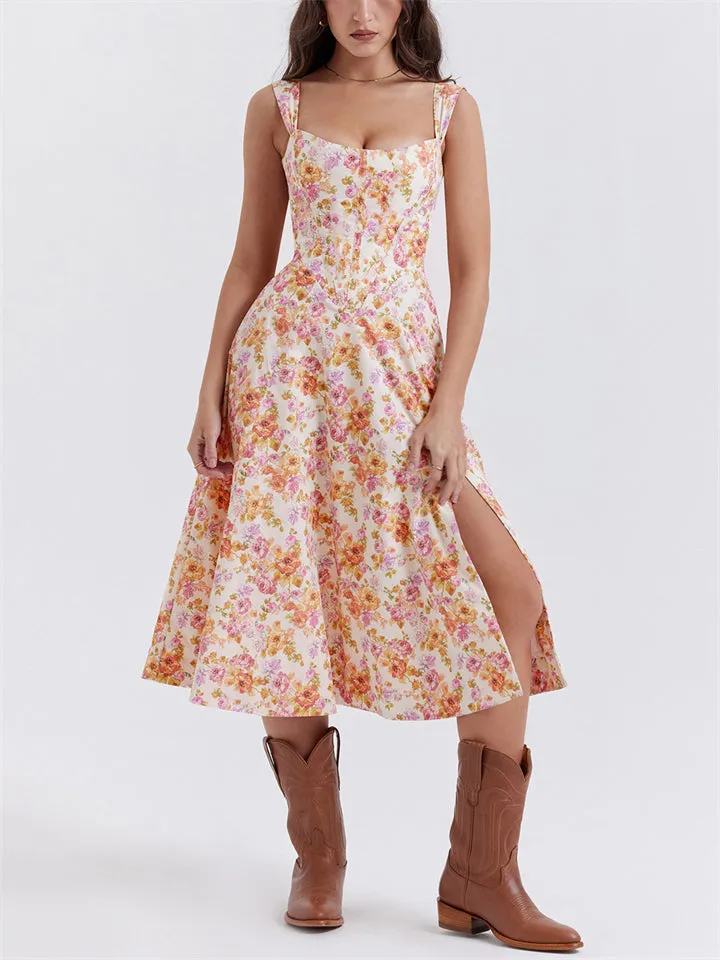 Women's Summer Sexy Backless Side Slit Bustier Dress