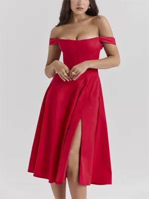 Women's Summer Sexy Backless Side Slit Bustier Dress