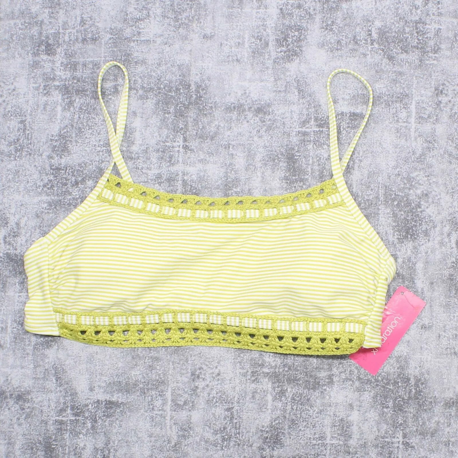 Xhilaration Women's Striped Crochet Trim Bralette Bikini Top