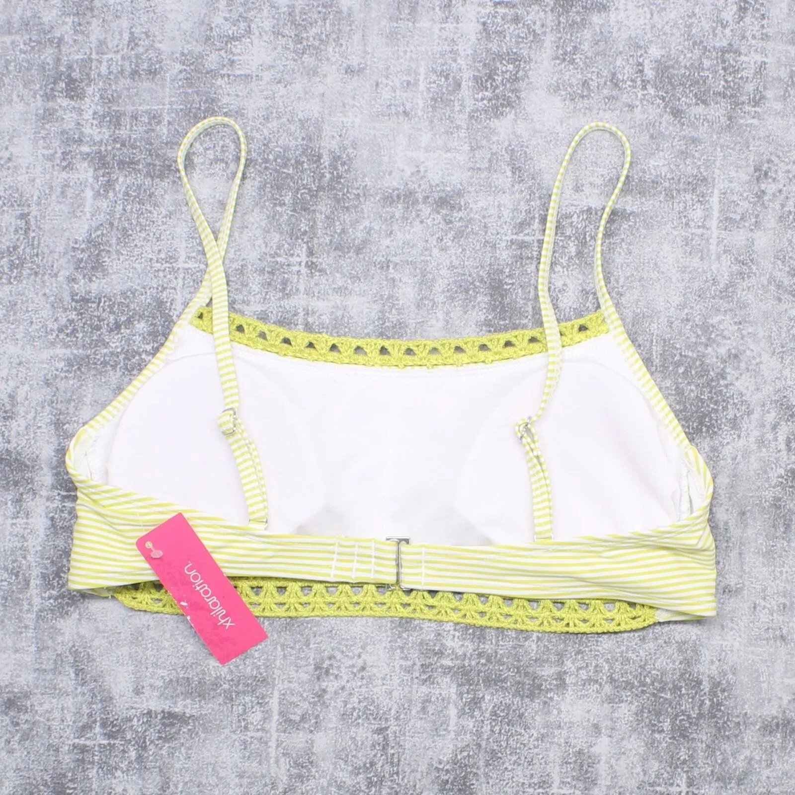 Xhilaration Women's Striped Crochet Trim Bralette Bikini Top